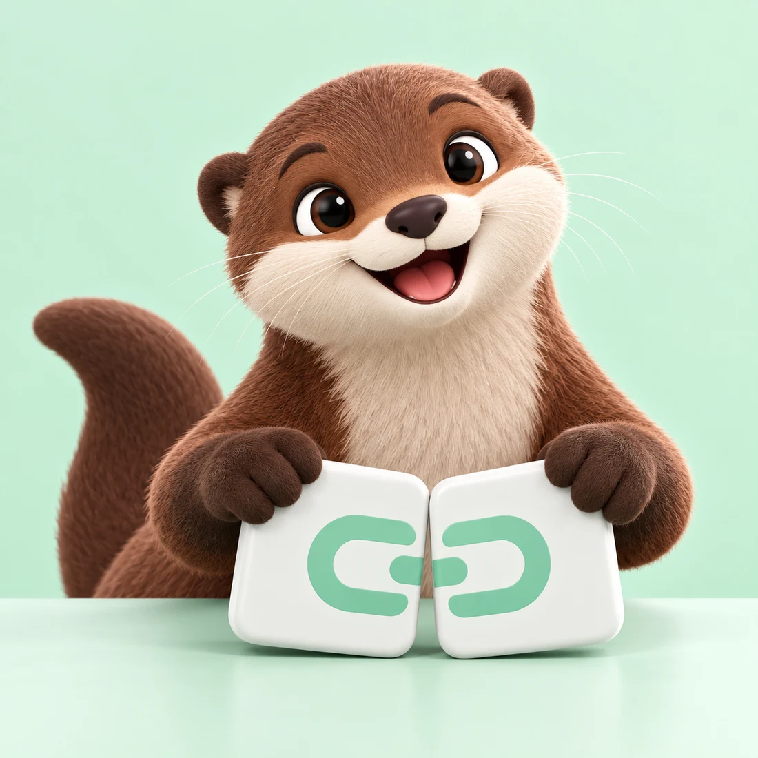 AllyOtter, a friendly brown otter connecting two link tiles